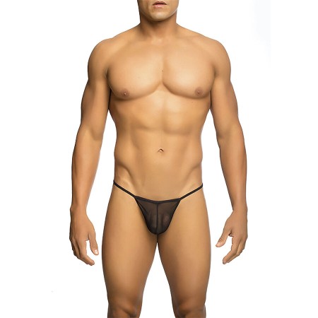 MOB Transparenter T-förmiger Herren-Tanga Schwarz Größe L/XL