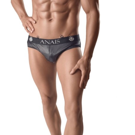 ANAIS MEN - ARES Slip aus Leder und Netz in Schwarz