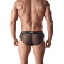 ANAIS MEN - ARES Slip aus Leder und Netz in Schwarz