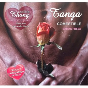 HOTFLOWERS - Oblaten-Tanga mit 2 Nippelpads Erdbeergeschmack für Herren