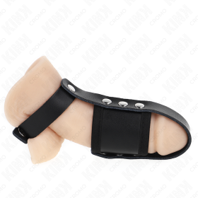 KINK Leder Penis-Käfig-Ring mit verstellbarem beschichtetem Ball-Teiler und Riemen