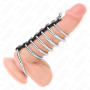 KINK - 7 Metall-Penisringe 3,2 cm bis 5 cm verbunden durch Kunstleder