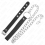 KINK Lederring mit verstellbarem Riemen 21,5 x 2 cm und 60 cm Metallkette