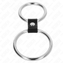KINK Doppelt Metall-Penisring 3,7-5 cm mit Kunstlederband Modell 1
