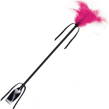 SECRETPLAY - Peitsche & Feder in Schwarz und Fuchsia, 60 cm
