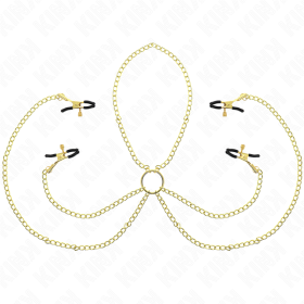 KINK - Verstellbare 4er Nippel- und Klitoris-Klemmen in Gold