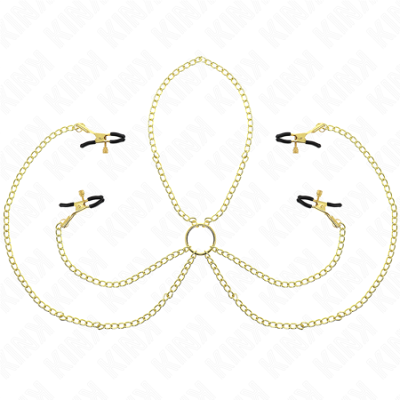KINK - Verstellbare 4er Nippel- und Klitoris-Klemmen in Gold