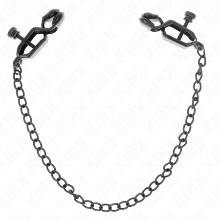 KINK Flache Nippelklemmen mit schwarzer Kette 30 cm – BDSM Stimulationsset