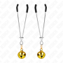 KINK - Feine Nippelklemmen mit goldenem Glöckchen 7 cm
