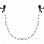 KINK Flache Nippelklemmen Schwarz mit Silberner Kette 34 cm