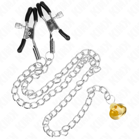 KINK Nippelklemmen mit Glocke und 30 cm Kette – Goldenes BDSM-Accessoire