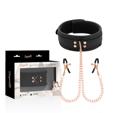 COQUETTE CHIC DESIRE Fantasy Nippelklemmen-Halsband mit Neoprenfutter