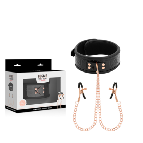 BEGME Black Edition Halsband mit Nippelklemmen und Neoprenfutter