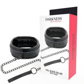 DARKNESS Bondage - Schwarzes Halsband mit Kette und Leine