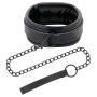 DARKNESS Bondage - Schwarzes Halsband mit Kette und Leine
