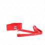 KINK Halsband mit Leine 116 cm, silberne Nieten, Modell 4, Rot, verstellbar 40-48 cm x 6 cm