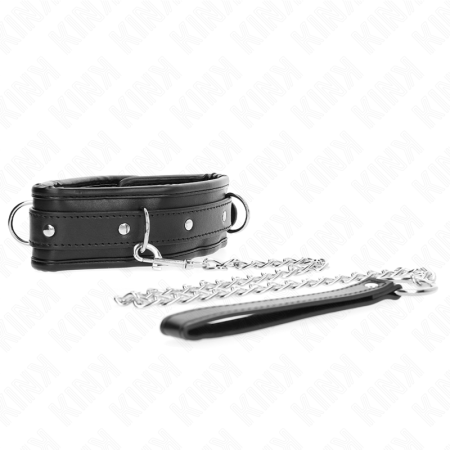 KINK Schweres Halsband mit Leine 65 cm, Modell 1, verstellbar 36,5-50 cm