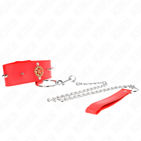 KINK - Verstellbares rotes Halsband mit Diamantmotiv und 65 cm Leine, 35-51 cm x 7 cm