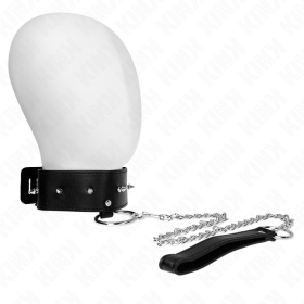 KINK - Verstellbares Halsband mit 65 cm Leine und silbernen Nieten, Modell 2 (36-43 cm x 5 cm)