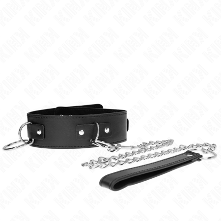 KINK Verstellbares Halsband mit 3 Ringen und 65 cm Leine, Modell 2, 36-43 cm x 5 cm