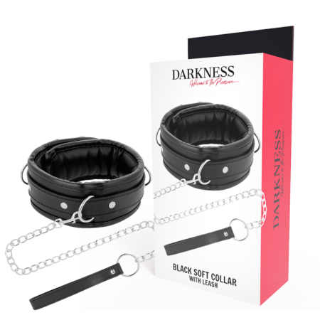 DARKNESS Bondage - Weiches Lederhalsband mit Kette