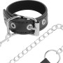 DARKNESS Bondage Penisring mit verstellbarem Lederband und Metallkette