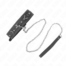 KINK PVC Leder Halsband mit 105 cm Leine und funkelnden Strassnieten 41,5 x 4 cm