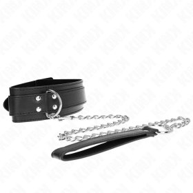 KINK Halsband mit 65 cm Leine, verstellbar 33-46 cm, silberne Schnallen