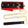 KINK - Verstellbares Halsband mit Schwamm-Imitat-Leder-Leine Modell 2 (37-54 cm x 3 cm)