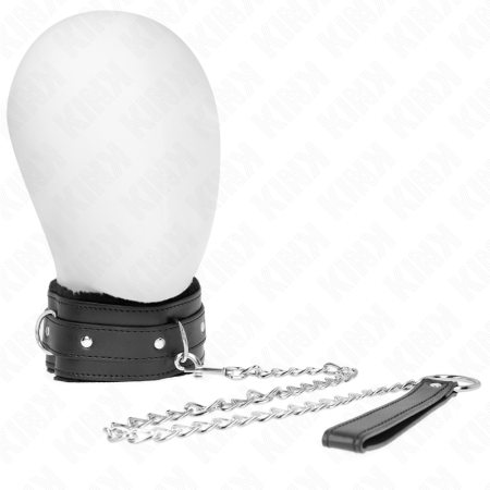 KINK - Verstellbares Halsband mit 65 cm Leine und Einschränkungen in Schwarz, 36-42 cm x 5,5 cm