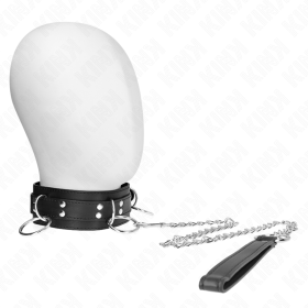 KINK Halsband mit 3 Ringen und 80 cm Lederleine für BDSM Kontrolle