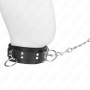 KINK Halsband mit 3 Ringen und 80 cm Lederleine für BDSM Kontrolle