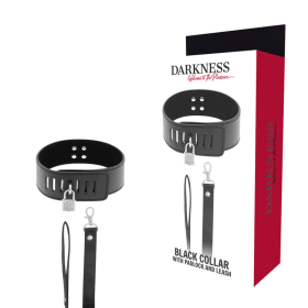 DARKNESS BDSM Halsband mit Schloss - Schwarz