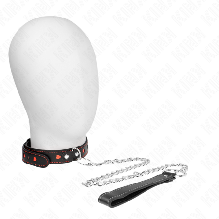 KINK Halsband mit 65 cm Führungsleine und Herzdetails 52,5 x 2,5 cm