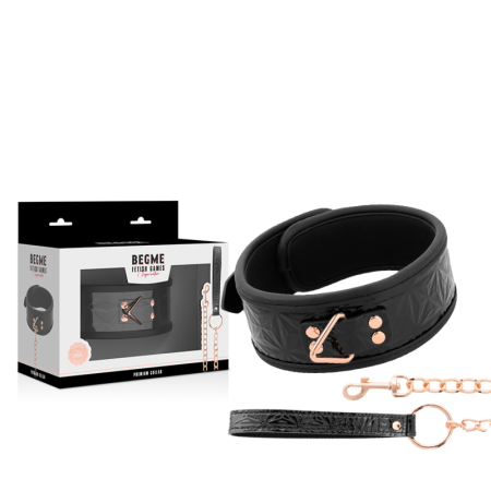 BEGME Black Edition Premium veganes Lederhalsband mit Neoprenfutter
