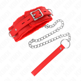 KINK - Verstellbares Halsband mit 65 cm Leine und roten Restriktionen, 36-42 cm x 5,5 cm