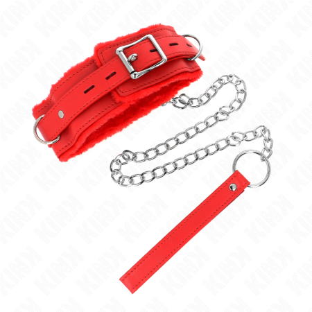 KINK - Verstellbares Halsband mit 65 cm Leine und roten Restriktionen, 36-42 cm x 5,5 cm
