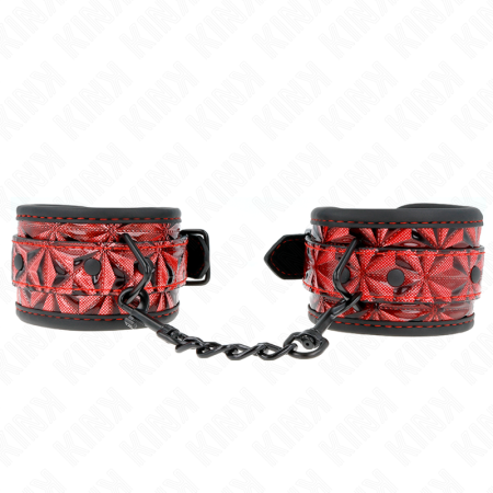 KINK Verstellbare Handgelenk-Fesseln mit dunklem Rot-Diamantmuster 17-26 cm x 5,5 cm