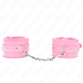KINK Premium Gefütterte Handgelenksfesseln Rosa mit Verstellbarem Riemen 17-29 cm x 6 cm