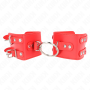 KINK Feste Handgelenk-Fesseln mit Ring und Nieten, Rot, verstellbar 17-22 cm x 6,5 cm