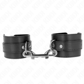 KINK Einstellbare schwarze Handgelenk-Fessel mit Nieten und großer Schnalle 17-28 cm x 5 cm