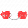 KINK Verstellbare Handgelenksfesseln mit 3 D-Ringen, Rot, 17,5-25 cm x 6 cm
