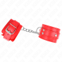 KINK Verstellbare Handgelenksfesseln mit 3 D-Ringen, Rot, 17,5-25 cm x 6 cm