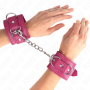 KINK Verstellbare Handgelenksfesseln mit 3 D-Ringen, Rosa 17,5-25 cm x 6 cm