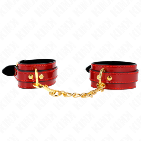 KINK - Joanna Angel Rote Verstellbare Handgelenksfesseln mit Goldkette 16.5-26 cm x 4 cm
