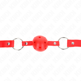 KINK - Atmungsaktive Kugel-Mordaza 4 cm mit Doppelniet, Modell 1 Rot, Verstellbar 42-58 cm
