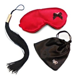 INEDIT Dominatrix Peitschen-Kit mit Satin-Augenmaske und Tasche