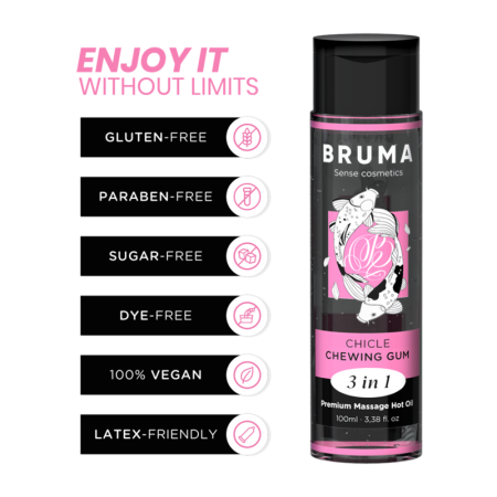 BRUMA Premium Massageöl mit Wärmeeffekt und Kaugummigeschmack 3-in-1 – 100 ml