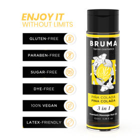 BRUMA Premium Massageöl mit Wärmeeffekt und Piña Colada Geschmack 3-in-1, 100 ml