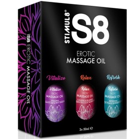 STIMUL8 S8 Massageöl Box 3 x 50 ml – Dreier-Set mit pflegenden Ölen